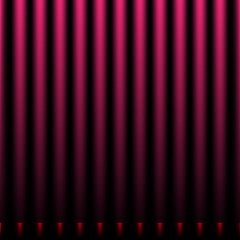 A luxurious purple and red velvet curtain backdrop features a soft silk texture and elegant stage lighting, creating a professional theatre illustration for cinema and entertainment show designs