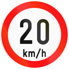 Regulatory road sign used in Ireland - 20 kmh speed limit