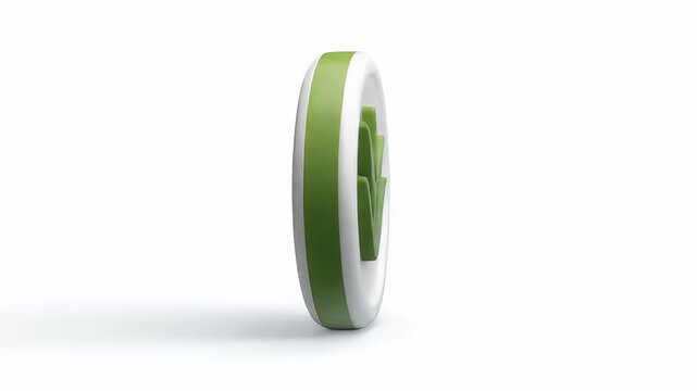 Green Plant Symbol on White Circle Design.