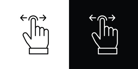 Fototapeta premium Push to slide right and left gesture icons for UI elements. High-quality vector illustration.