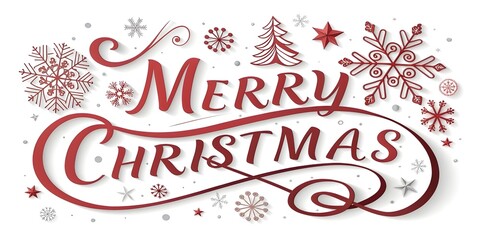 MERRY CHRISTMAS red vector brush calligraphy with flourishes