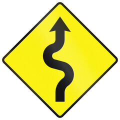 Warning road sign used in Ireland - Series of sharp bends ahead, first to the right © jojoo64