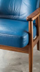 Blue leather armchair detail
