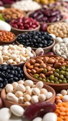 Assorted beans in bowls