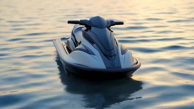 A 3D icon render of a jet ski, A 3D icon of a jet ski, featuring a realistic design with bright colors and a polished surface, set against a plain background