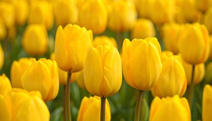 Bright yellow tulips in bloom