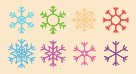 Different form snowflakes vector icons.