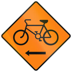 Temporary warning road sign used in Ireland - Cyclists Keep Left