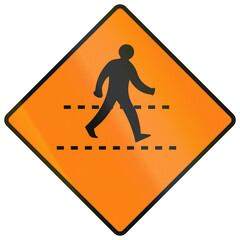 Temporary warning road sign used in Ireland - Pedestrian crossing ahead