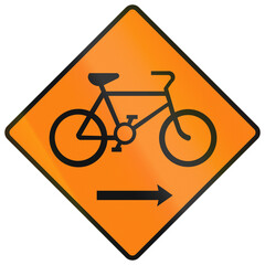 Temporary warning road sign used in Ireland - Cyclists Keep Right