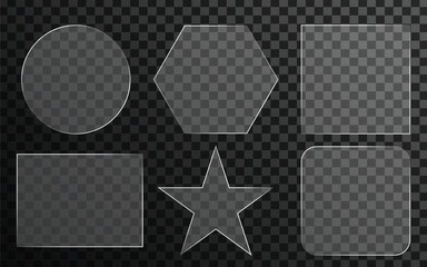 Glassmorphism UI Kit: Liquid Glass Vector Elements with Transparent Frames, Banners, and Widgets. Modern Interface Design Template for Smartphone and Web Apps with a Glossy Shine