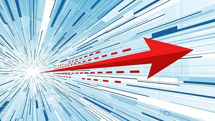 Abstract Business Motion Background with Red Arrow Following Success Path