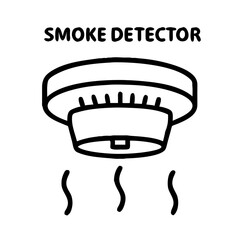 Smoke alarm in a minimal line art style, transparent background, isolated, vector, icon  