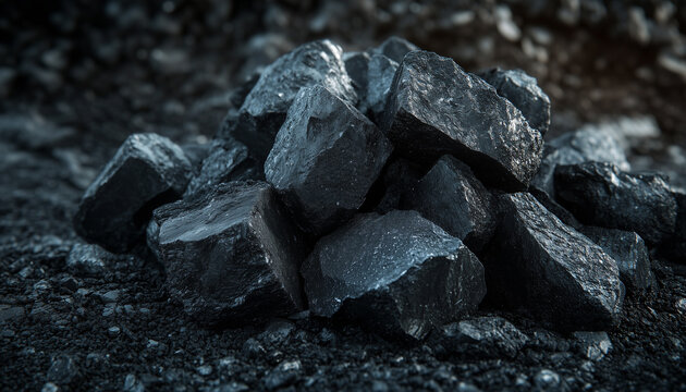 Pile of crushed iron ore concentrate pellets. Gray lumps are semi-finished product of metallurgical industry. Raw material for