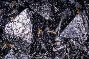 Magnetite Crystal from Kovdor, Kola Peninsula, Russia. Sharp Octahedral Habit and Metallic Luster. Natural Iron Ore Mineral Macro