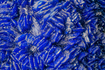 Macro azurite from Kemerovo, Russia &mdash; vivid blue crystals at 4x magnification. Valuable image for science, education and scientific research