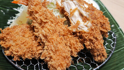japanese delicious pork and tempura tonkatsu dish