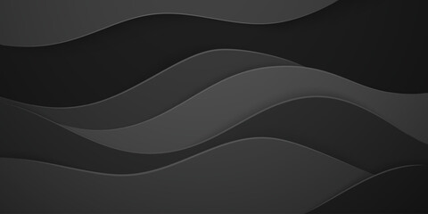 Dark gray wavy layers on a black background, smooth and flowing, creating a sense of movement and depth.