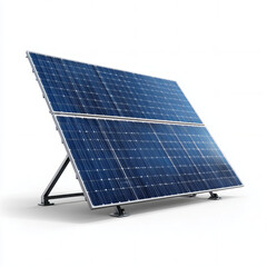 Modern Solar Panel Array with Blue Photovoltaic Cells on White Background Isolated