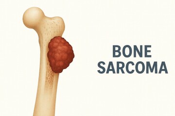 A Detailed Illustration of Bone Sarcoma, Highlighting the Tumor Formation on the Bone Structure and Its Medical Implications in Oncology Studies