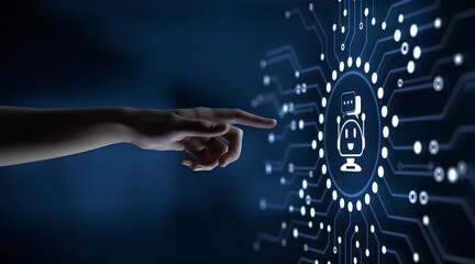 abstract Hand blue background technology