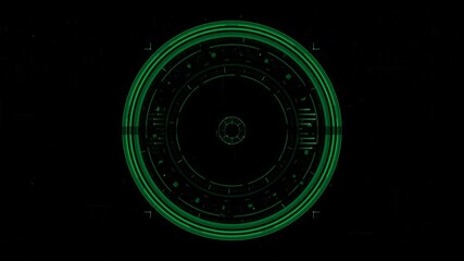 Hologram interfaces create abstract tunnel in cyberspace presenting a futuristic portal with circle elements for high-tech visuals