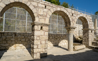 Ancient Stone Arches of a Historical Ruin in Demre, Turkey, Illuminated by Bright