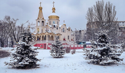 Winter Kyiv. Ukrainian Orthodox Church. Kyiv. Ukraine