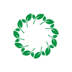 abstract green leaf round circle