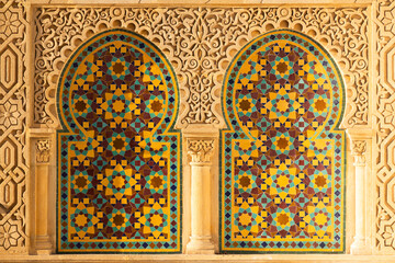 scenic view of the Hassan II Mosque, located on the coast of the Atlantic Ocean in Casablanca,...