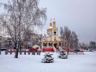Ukrainian Orthodox Church in Kyiv. Ukraine. Winter.
