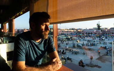 Fototapeta premium tourist sightseeing in Marrakesh Morocco