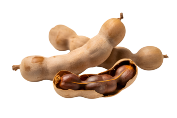 fresh tamarind fruit isolated on a clean surface . Isolated on transparent background, png