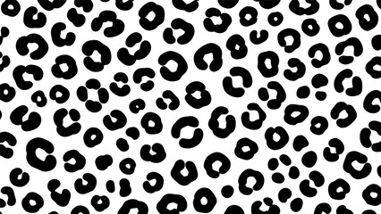Fototapeta premium Black and white leopard print pattern with abstract spots for fashion and design