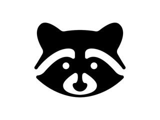 Minimalistic Digital Illustration Of The Raccoon Face In Negative Space Technique On Pure White Background