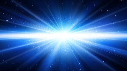 Abstract Star Light Effect. Blue Explosion Background With Rays