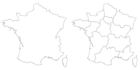 France map. France administrative map, France outline and departments map set - illustration version