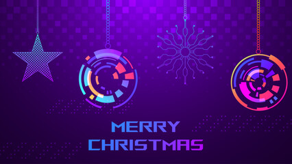 Futuristic Merry Christmas Background. Abstract Technology Background