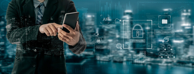 Digital padlock surrounded by data security diagrams representing encryption, network protection, and secure information management Parse