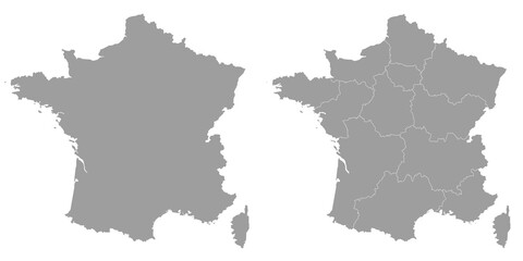 Obraz premium double map of France in grey colour on white background