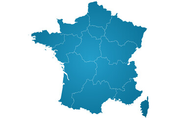 Obraz premium France map. France administrative map. Departments map of France, blank French Republic Map, empty map of France
