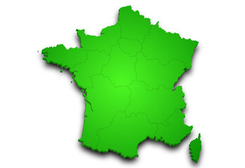 Fototapeta premium France map. 3d Map of France country with his coloured departments. French Republic, European