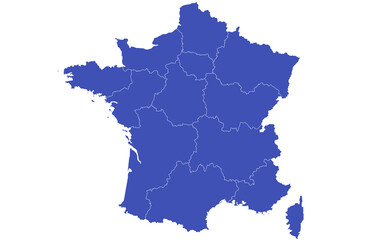 Obraz premium France map. France administrative map. Departments map of France, blank French Republic Map, empty map of France