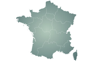 Obraz premium France map. France administrative map. Departments map of France, blank French Republic Map, empty map of France