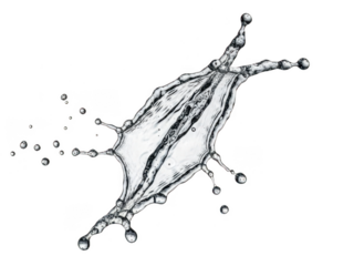 Water droplet splatter isolated on transparent background