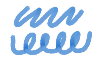 Abstract blue spiral brush stroke design isolated with transparent background.