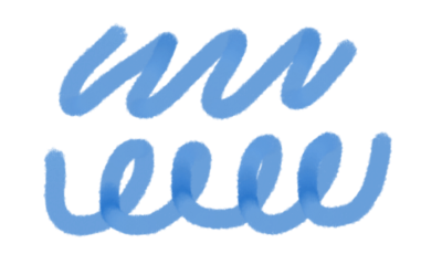 Abstract blue spiral brush stroke design isolated with transparent background.