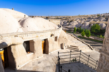 早朝のカッパドキアの洞窟ホテル