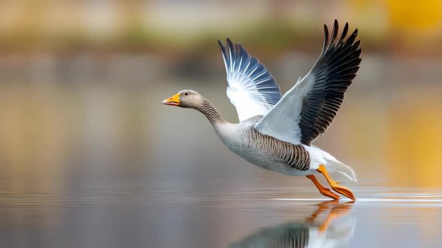 Graceful goose taking flight over water captured in stunning highdefinition sequence