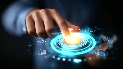 Generative Engine Optimization GEO concept with icons and chatbot interface, modern digital marketing strategies powered by artificial intelligence, defocused screen, with copy spa